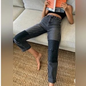 BDG Slim Straight Distressed Patchwork Charcoal Black Jeans